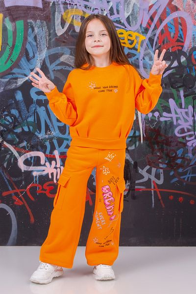 DMB BOYS & GIRLS Girl's Tracksuit Set - Non-Raised, Back Printed, Cargo Pocket and Printed Sweatpants