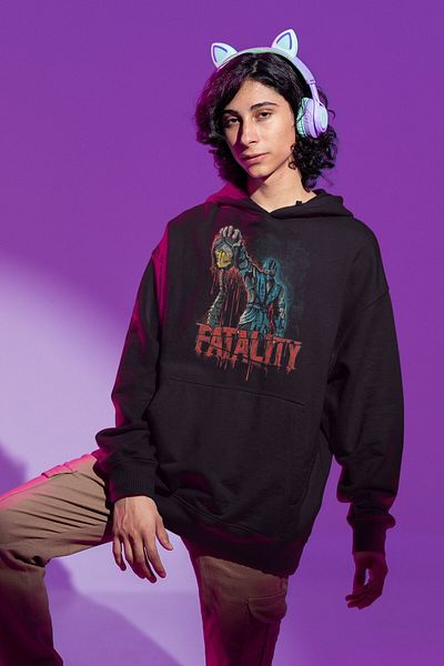 Fuddy Moda Φούτερ με κουκούλα Fatality Sub-Zero Printed, Unisex Oversize Mortal Kombat Printed Hoodie