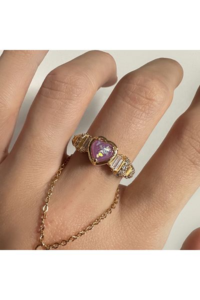 Okko Store أرجواني أوبال حجر القلب الدائري