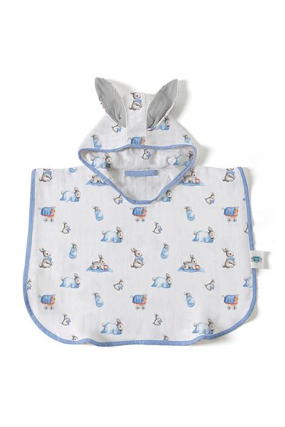 DEUX LAPINS 100% Cotton Muslin Baby Poncho - Bébé Lapin 4 Years