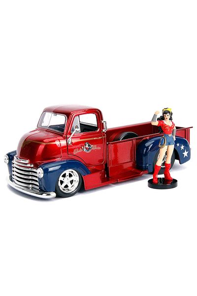 Jada 1:24 Dc Comics Bombshells Wonder Woman & 1952 Chevy Coe Pickup Model Car