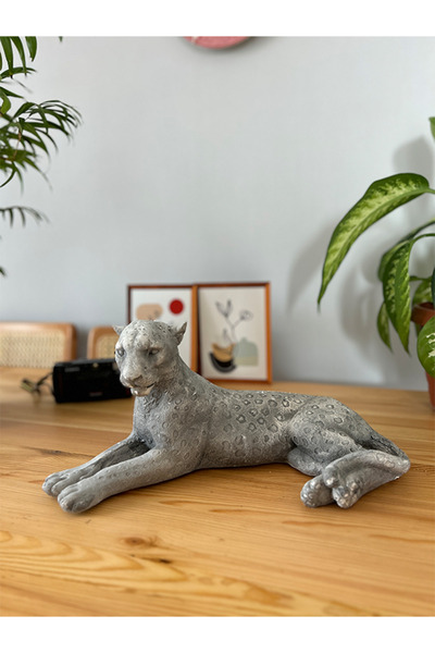 U STORE 45X12 CM Eskitme Panter,Kaplan,Leopar Dekoratif Obje Biblo Heykel