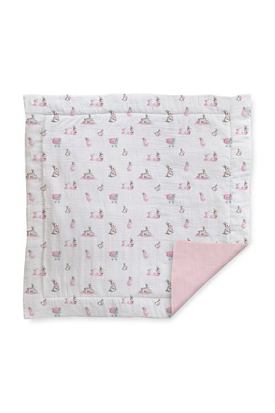 DEUX LAPINS 100% Cotton Muslin Baby Play Mat - Bébé Lapin Rose