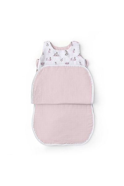 DEUX LAPINS 0-6 Months Baby Muslin Winter Sleeping Bag - 100% Cotton, 1.85 Tog, Bébe Lapin Rose