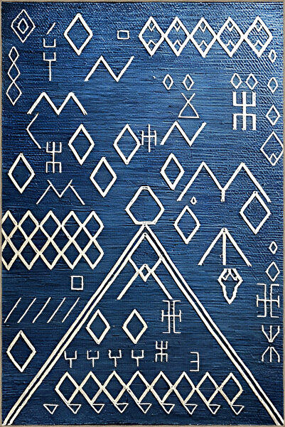Rugs Modern Halı Navy Blue Themed Geometric Shape Patterned Modern Decorative...