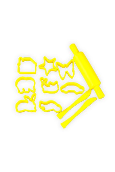 Kids Like Yellow 10 Piece Play Dough Mold Set with Roller and Cutter