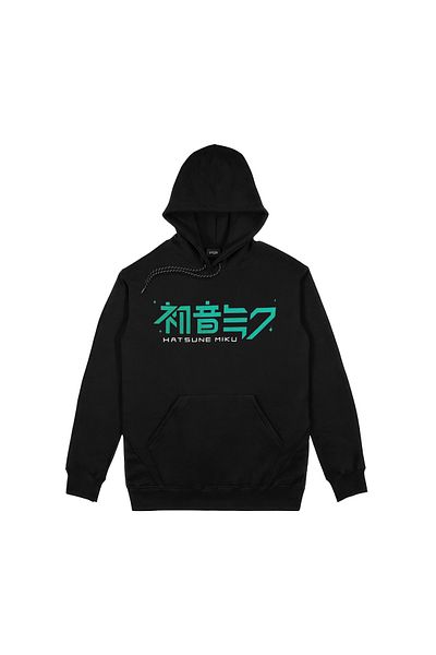 Orijin Tekstil Hatsune Miku CV01 Vocaloid Front Back Printed Black Hooded Sweatshirt