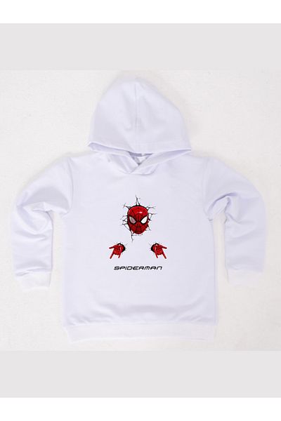 SPIDERMAN Hanorac pentru copii din țesătură de bumbac cu glugă cu imprimeu spiderman