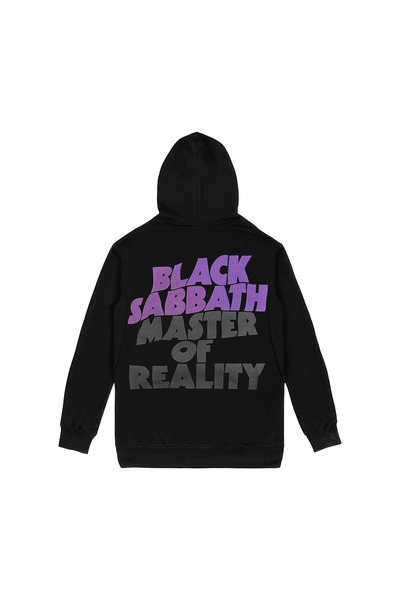 Orijin Tekstil Black Sabbath Master of Reality Ön Arka Baskılı Siyah Kapşonlu Sweatshirt