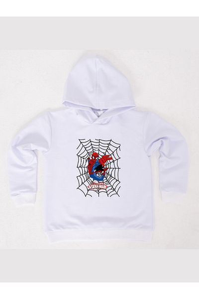 SPIDERMAN Hanorac pentru copii din țesătură de bumbac cu glugă cu imprimeu spiderman