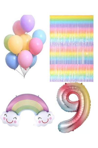 MERİ PARTİ ΠΟΛΥΧΡΩΜΟ ΣΕΤ ΓΙΑ ΠΑΡΤΙ ΓΕΝΕΘΛΙΩΝ ΣΕΤ ΦΟΝΤΟΥ ΜΕ ΜΠΑΛΟΝΙΑ ΟΥΡΑΝΙΟ Τ...