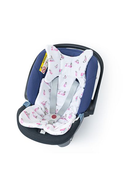 DEUX LAPINS Bébé Lapin Rose - 100% Cotton Muslin Stroller & Car Seat Cushion