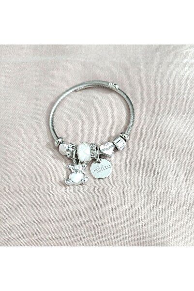 AKSESUARIM kadın ayıcık figürlü çelik pandora