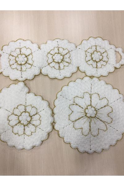 Papatyam 3 Pieces Hand Knitted Dowry Washcloth Set - Bridal Dowry, Bath Washcloth, Shower/Handcrafted Washcloth