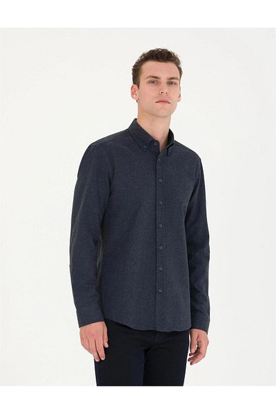 Pierre Cardin Μακρυμάνικο πουκάμισο Navy Blue Slim Fit ELİFSU BUTİKHOME