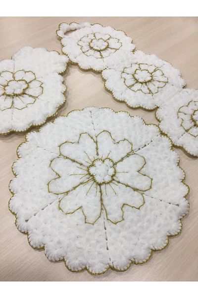 Papatyam 3 Pieces Hand Knitted Dowry Washcloth Set - Bridal Dowry, Bath Washcloth, Shower/Handcrafted Washcloth