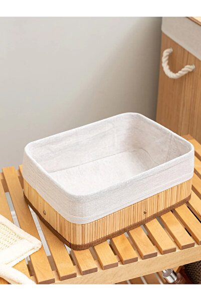 ELZEY HOME Bambu Katlanabilir Dikdörtgen Sepet 25x15 Cm Naturel