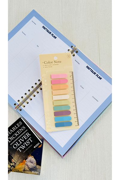 YEŞİL KIRTASİYE Transparent Post-it Bookmark with 10 Colors Ruler