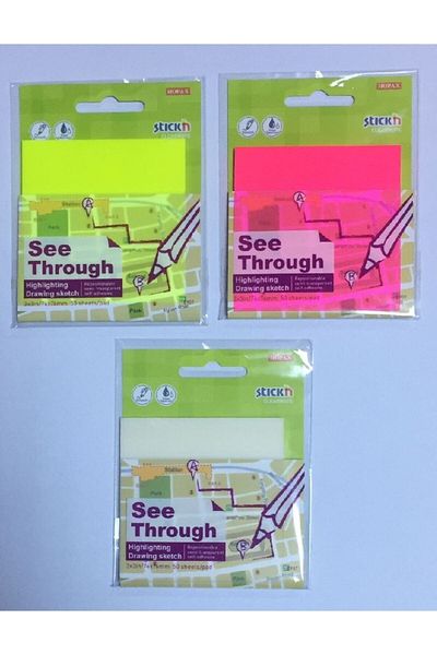 Gıpta Hopax Stickn Adhesive Translucent Note Paper 3 Colors (WHITE, PINK, YELLOW) 76 X 76 Mm