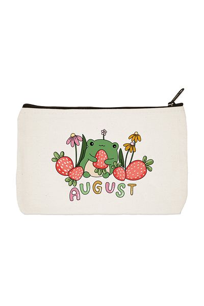 designedfy August Frog Printed υφασμάτινη τσάντα μακιγιάζ, θήκη για στυλό, τσάντα