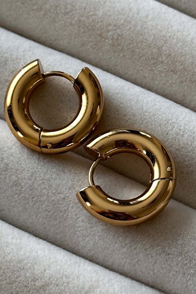 AMORE.İST STORE Çelik Küçük Boy Dolgulu Halka Küpe