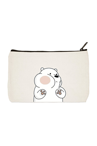 designedfy Платнена чантичка за грим, калъф за моливи, чанта с щампа на мече