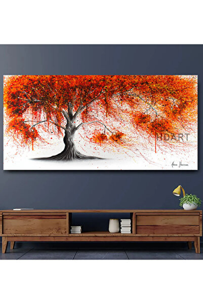 HDART ÖZEL TASARIM TURUNCU KONTRAST SALKIM AĞAÇ HD KALİTE KANVAS TABLO
