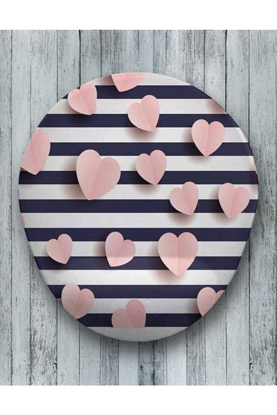 HobiShop Pink White Flying Hearts Oval Mouse Pad with Wrist Support