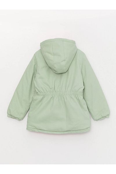 LC Waikiki LCW Kids Hooded Girl's Parka with Sequin Embroidery