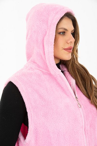 MODA VUSLAT Women's Pink Long Zipper Vest
