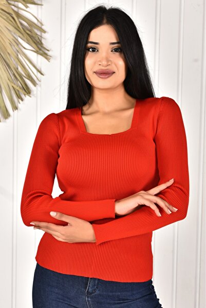 Lonca Tekstil Square Collar Women's Knitwear Sweater
