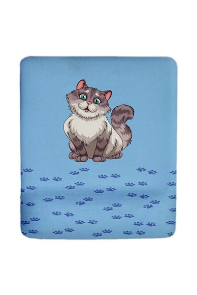 HobiShop Happy Cat Blue Mouse Pad with Wrist Support