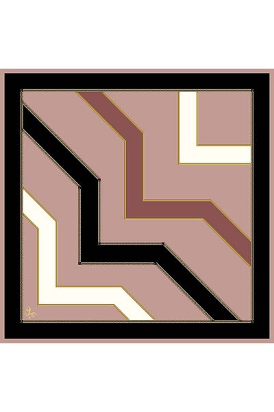 19V69 ITALIA Negru Roz Alb Twill Model Geometric Seria Aur Umeraș pentru eșarfe cu Set Cadou 90x90 Cm