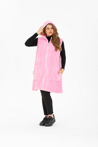 MODA VUSLAT Women's Pink Long Zipper Vest