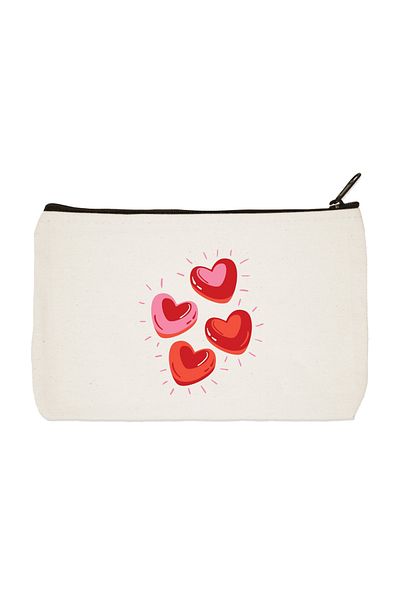designedfy Heart 2 Printed υφασμάτινη τσάντα μακιγιάζ, θήκη για στυλό, τσάντα
