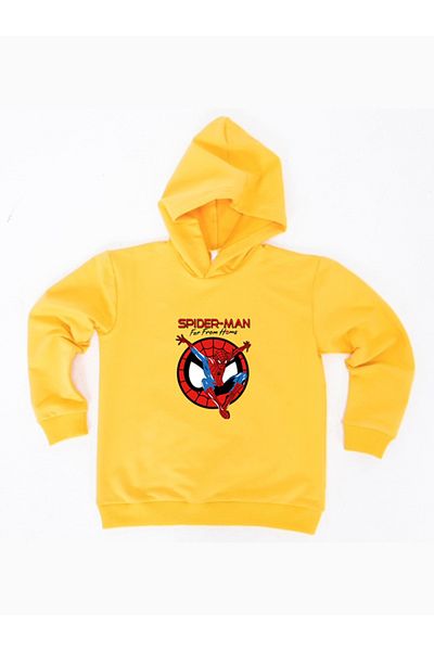 SPIDERMAN Hanorac pentru copii din țesătură de bumbac cu glugă cu imprimeu spiderman