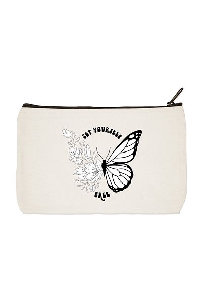 designedfy Butterfly Yourself Printed υφασμάτινη τσάντα μακιγιάζ, θήκη για στυλό, τσάντα χειρός