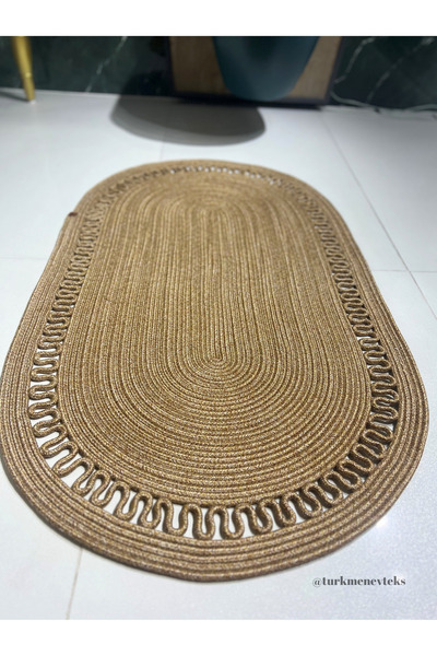 Türkmen Ev Tekstil Jute Wicker, Mat, Bath Mat, Door Mat, Balcony Mat, Decor