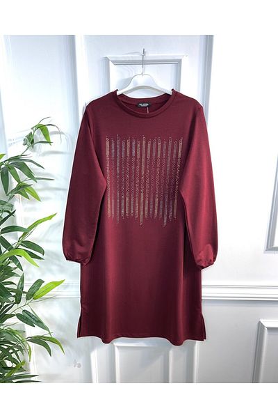 Aşkı Endam Two Thread Tunic with Rhythm Stone Detail - Claret Red