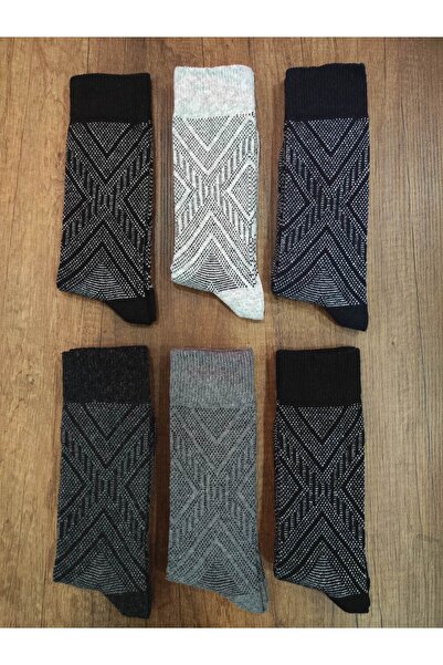 Leement socks Iarnă pentru bărbați din lână de lemn groasă cu model jacquard ...