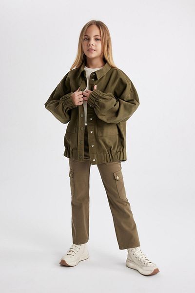 DeFacto Girl's Cargo Fit Flared Cotton Trousers A9607A823Wn