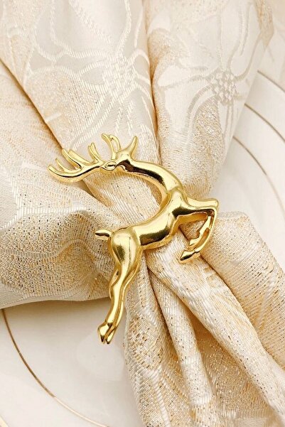Emtory Home 6 Running Deer Gold Metal Napkin Rings