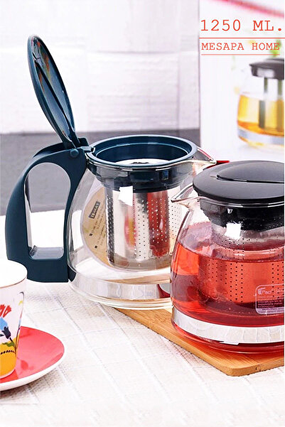 Genel Markalar Süzgeçli Cam Demlik Çay- Bitki Çayı Demliği - Cam Servis Demliği