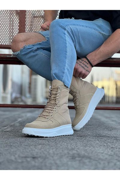 BZ Moda B012 BT Lace-Up Ορθοπεδική Σόλα Ανθεκτική στο νερό και στο κρύο Suede Ανδρικές χειμερινές μπότες μπεζ