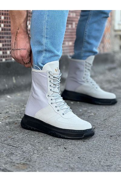 BZ Moda B012 ST Lace-Up Ορθοπεδική Σόλα Ανδρικές Χειμερινές Μπότες Γκρι από σουέτ ανθεκτικό στο νερό και το κρύο