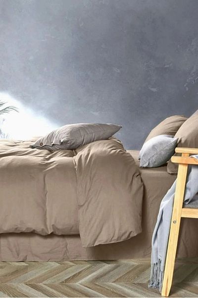 Soft Colours Σετ Παπλωματοθήκη με Ελαστικά Σεντόνια Διπλό Ανοιχτό Καφέ