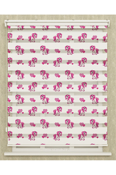vanilyahome Çocuk Odası Renkli Pony Unicorn Baskılı Zebra Perde