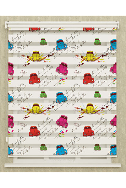 Genel Markalar Çocuk Odası Renkli Tosbağa Baskılı Zebra Perde