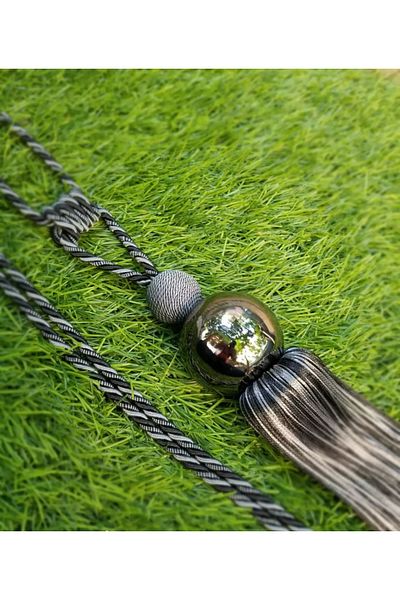 Akcan Black Light Gray Color Black Metallized Long Bracelet