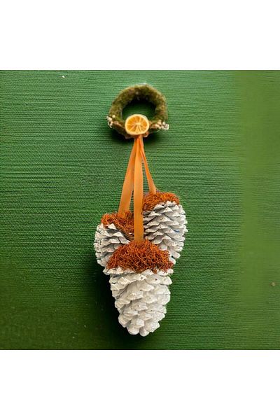 ART PINE New Year's Eve 3-Piece Pinecone 14-18cm Door Ornament, Wall Garden Home Decoration Home Decor Handmade
